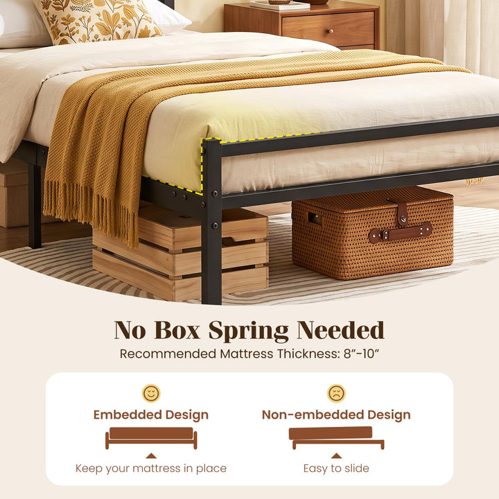 GIANTEX Twin Size Metal Bed Frame with Headboard &amp; Footboard