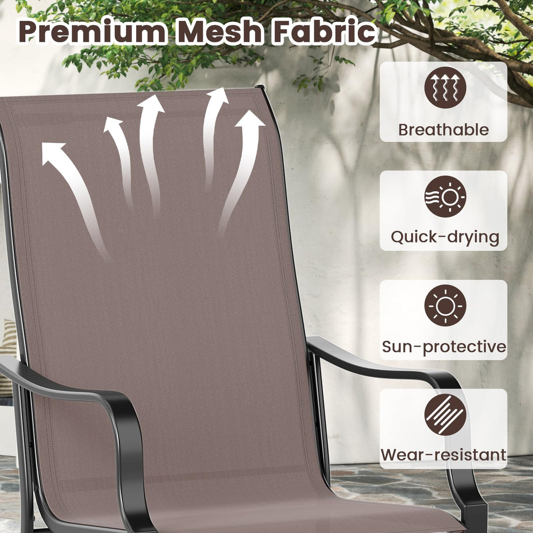 Giantex High Backrest Outdoor Chairs with Wide Seat All-Weather Mesh Fabric