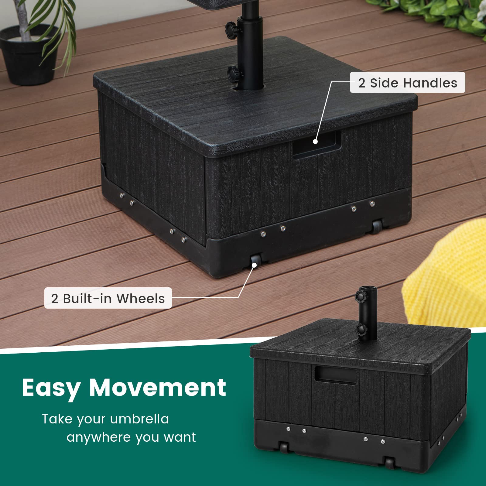 Giantex Outdoor Side Table with Umbrella Stand