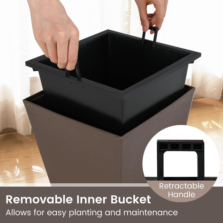 Giantex Square Taper Planter Set of 2 Self-Watering Flower Pots ( 11.5"x11.5"x22.5")