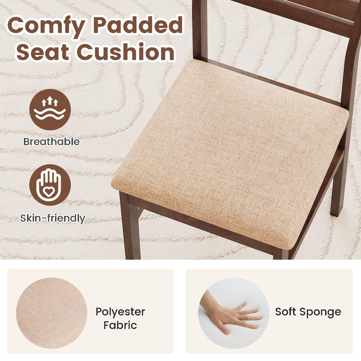 Giantex Wooden Dining Chairs Set of 2/4 Fabric Upholstered Kitchen Armless Chairs