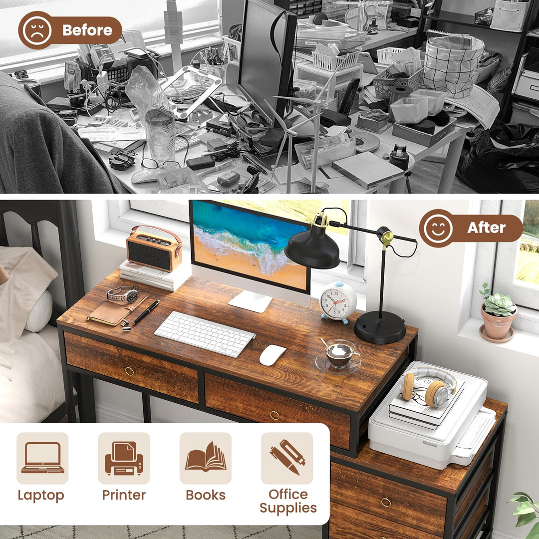 Giantex 51" Home Office Computer Desk w/ 5 Drawers