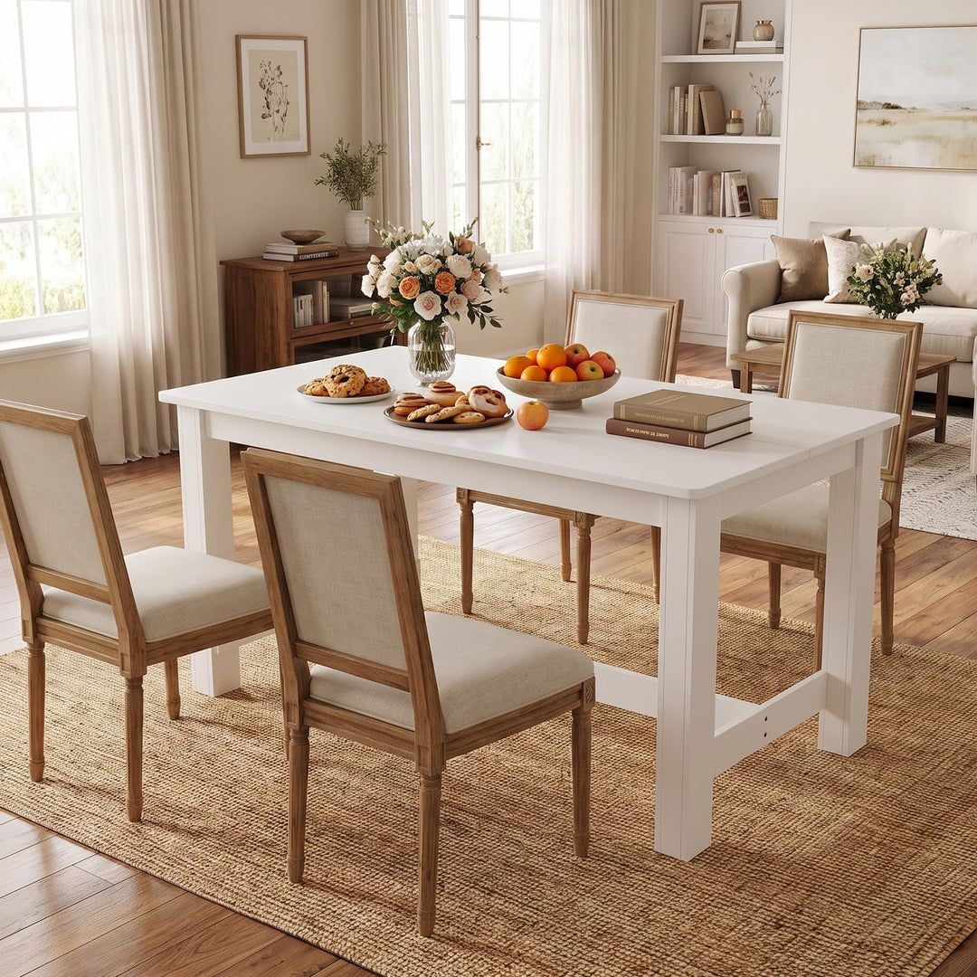 GIANTEX 55-Inches Wooden Dining Table for 4-6 People, Kitchen Table