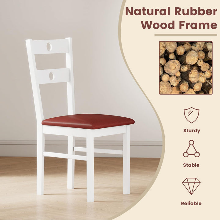 Giantex PU Leather Upholstered Kitchen Chairs w/Hollowed Backrest & Padded Seat