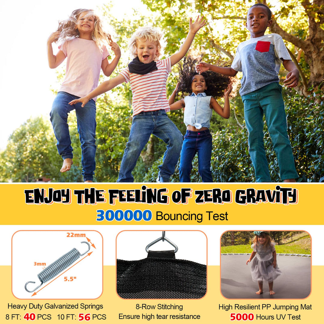 Giantex 8 FT 10 FT Trampoline, ASTM Certified Recreational Trampolines with Net, Galvanized Steel Frame