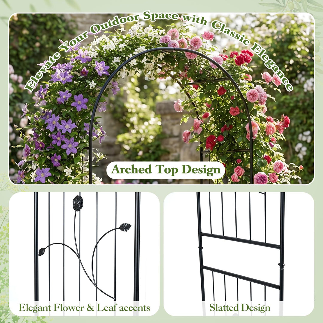 Giantex 87" Decorative Metal Garden Arbor Arch Trellis for Climbing Plants
