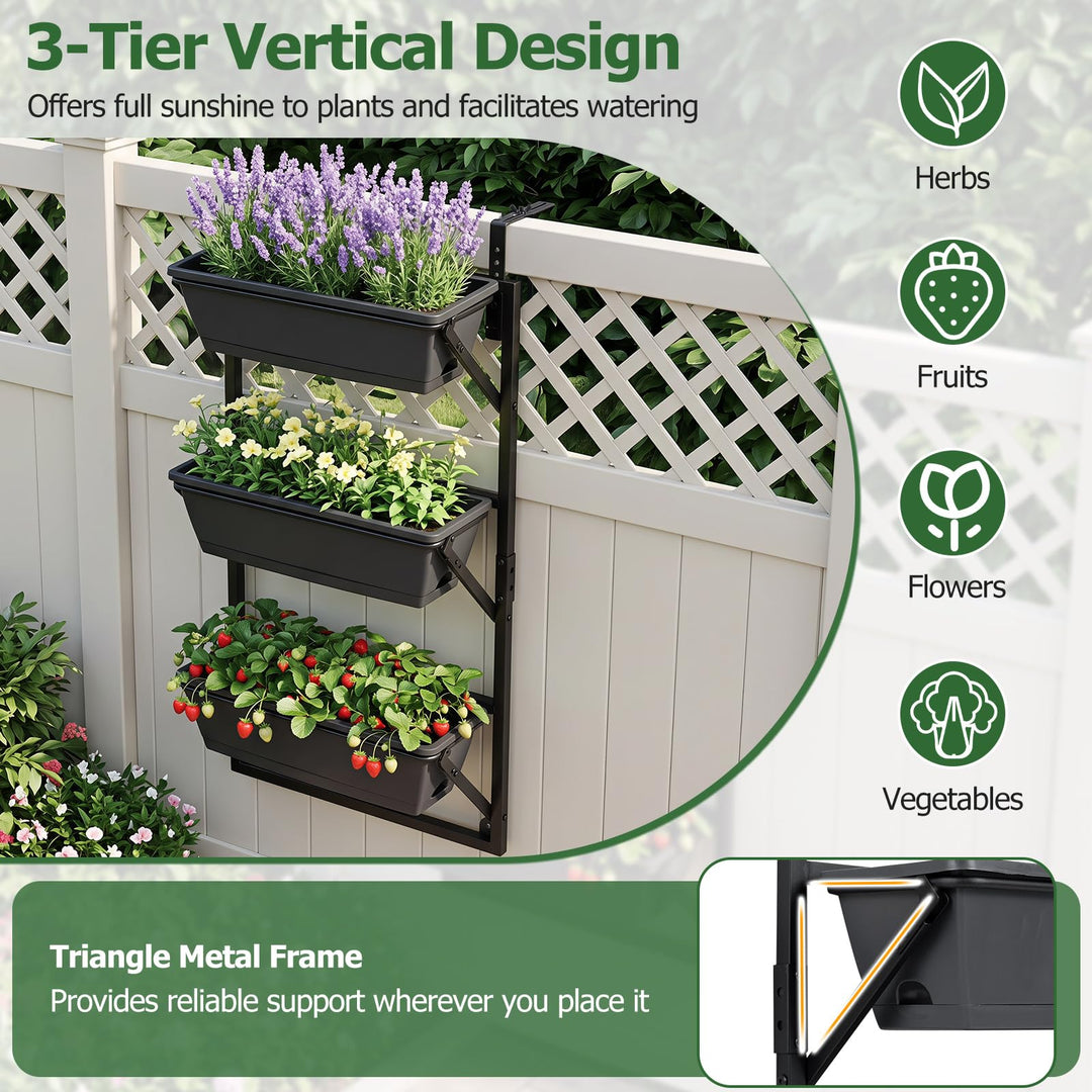 GIANTEX 3-Tier Deck Railing Planter for Balcony