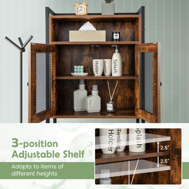 Giantex Over-The-Toilet Storage Cabinet, Bathroom Storage Organizer Above Toilet with Heavy-Duty Metal Frame