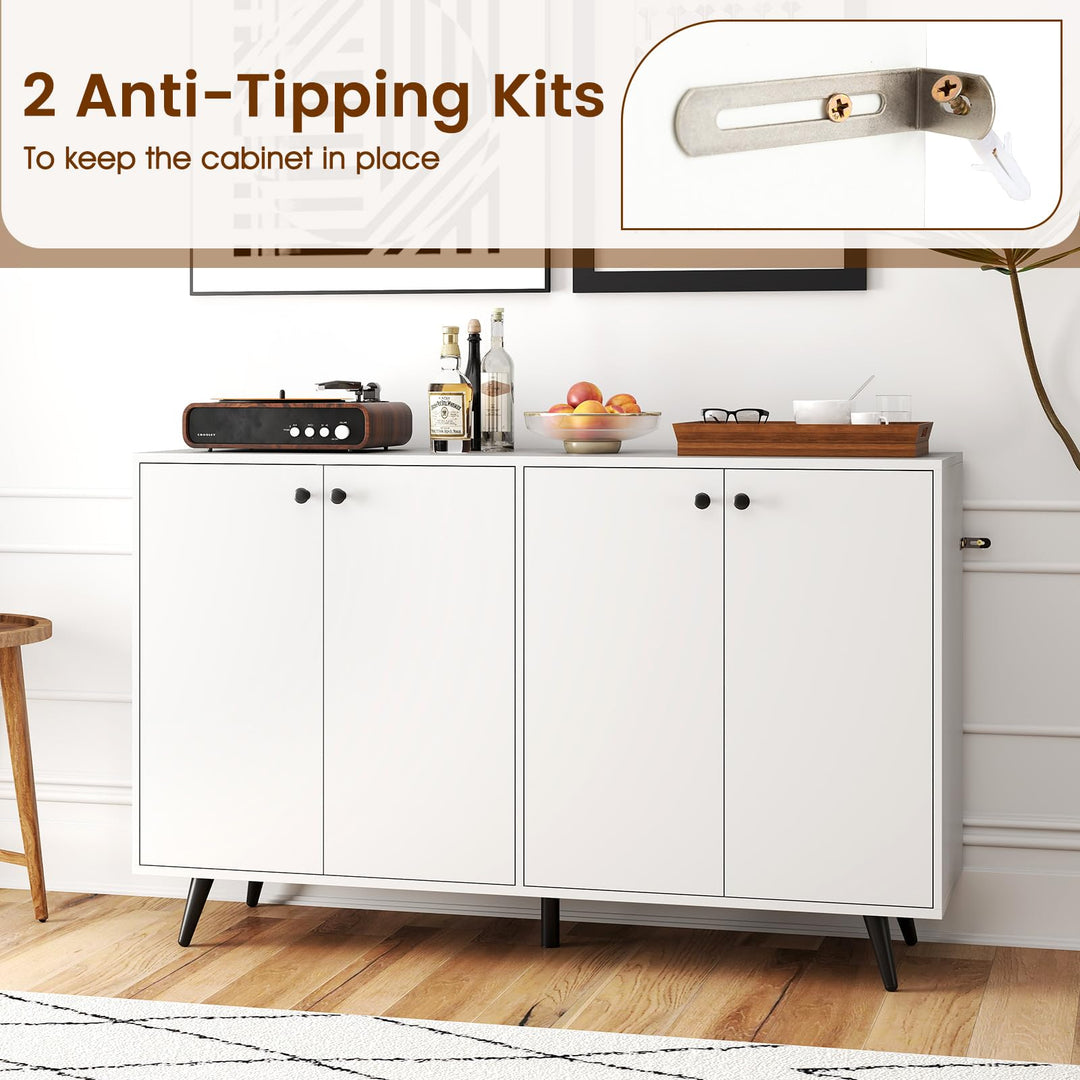 Giantex Buffet Sideboard 4-Door Storage Cabinet with 5-Position Adjustable Shelves