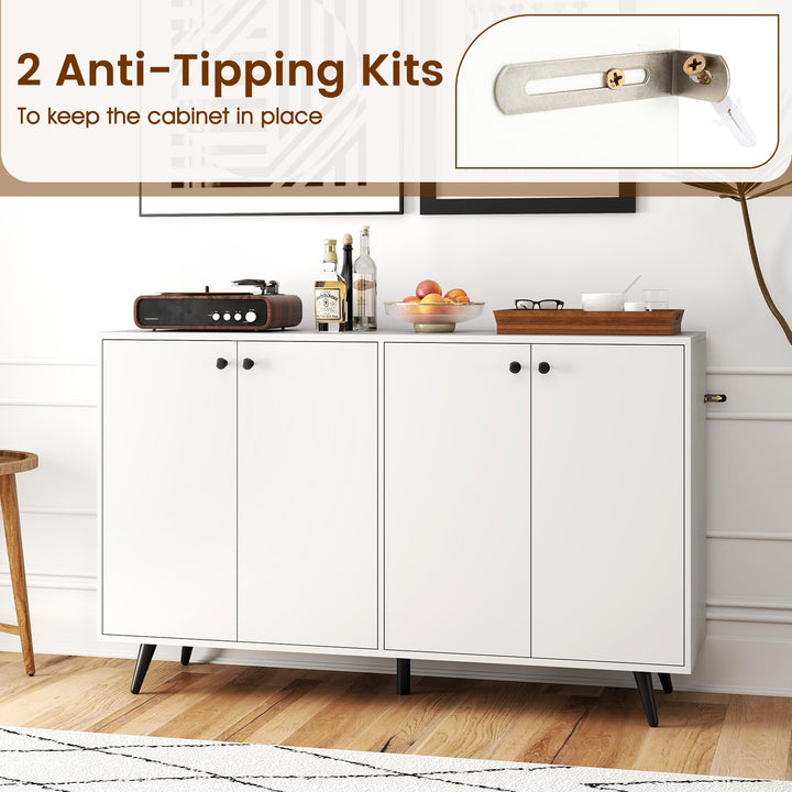 Giantex Buffet Sideboard 4-Door Storage Cabinet with 5-Position Adjustable Shelves