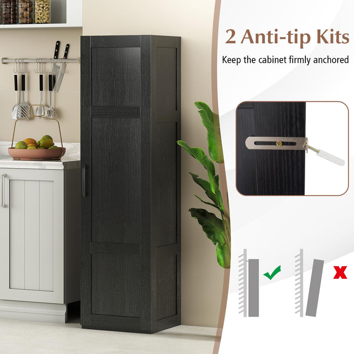 Giantex Narrow Farmhouse Freestanding Bathroom Cabinet with 4 Shelves