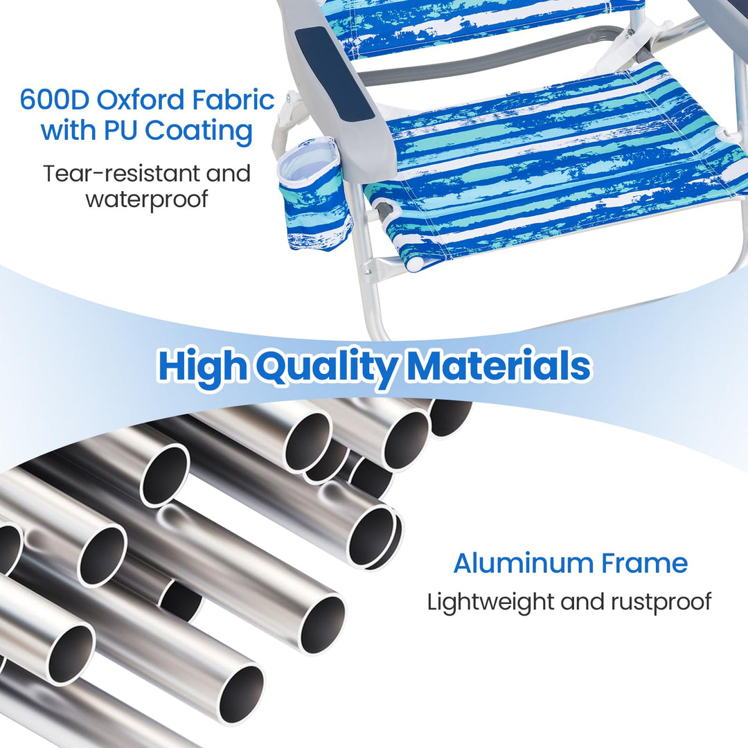 Giantex 2-Pack Folding Camping Chair with 5 Adjustable Positions Head Pillow Towel Bar