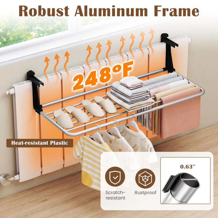 Giantex Aluminum Hanging Laundry Rack with Adjustable and Foldable Brackets (37" L)