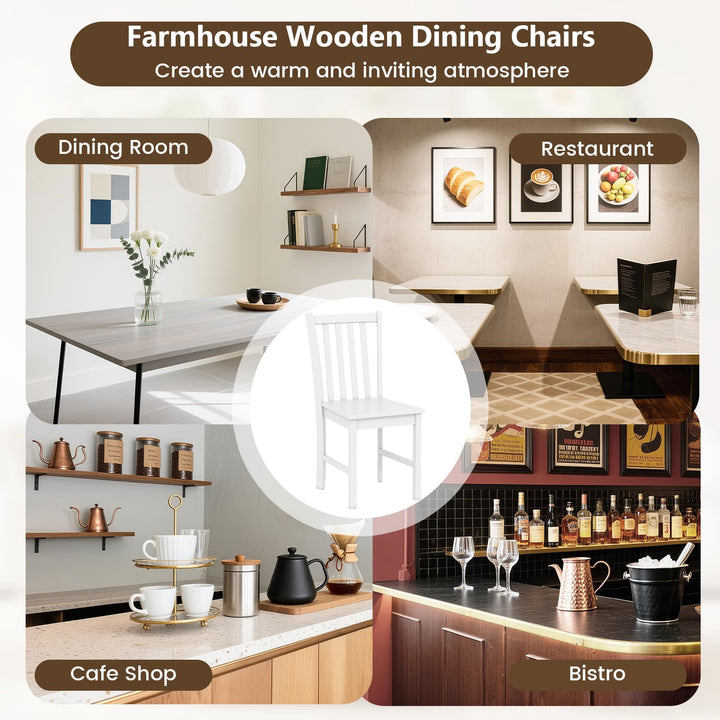 Giantex Wooden Dining Chairs Set of 2/4-100% Solid Rubber Wood Kitchen Chair with Curved Backrest