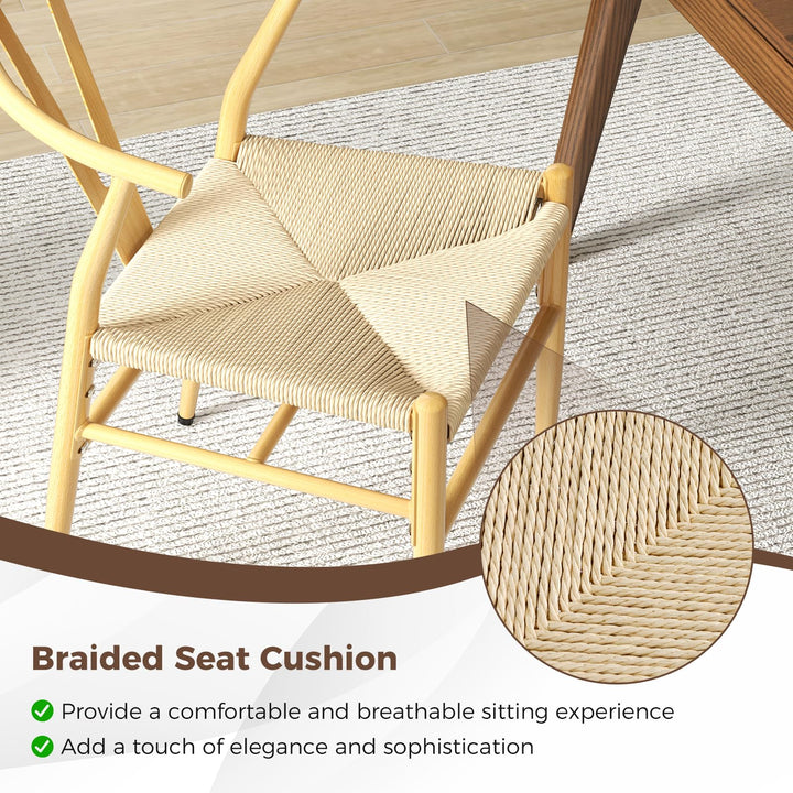 Giantex Metal Dining Chairs Set of 2/4 Mid-Century Weave Dining Room Chair w/Y-Shaped Backrest