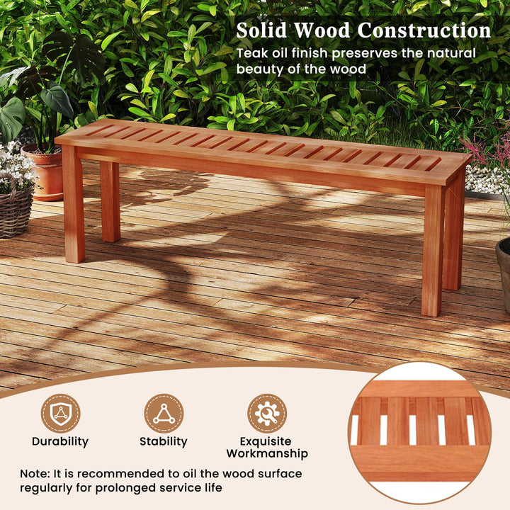 Giantex Outdoor Bench with Slatted Seat for Patio Dining