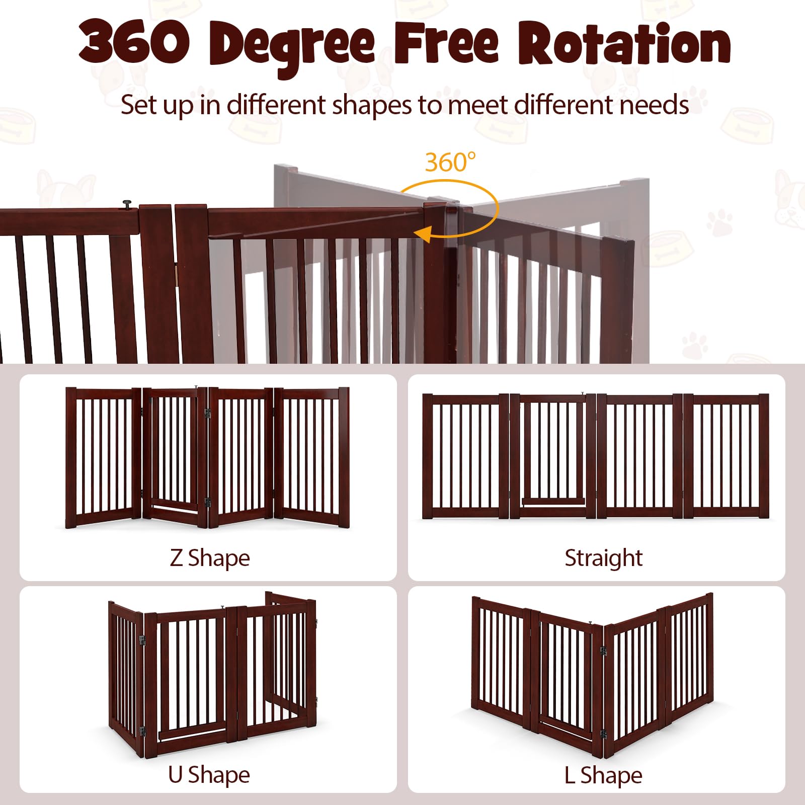 30" Configurable Folding 4 Panel Wood Fence