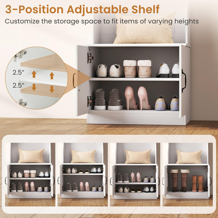 Giantex 3-in-1 Hall Tree with Bench and Shoe Storage 23.5" Tall Coat Rack