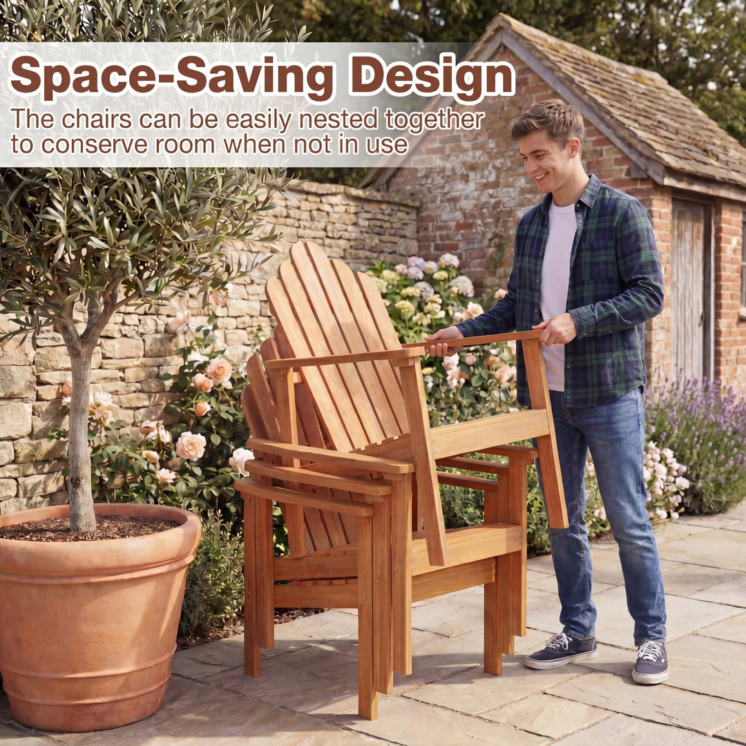Giantex Outdoor Patio Stackable Adirondack Chair with Slatted Backrest &amp; Seat (1/2/4)