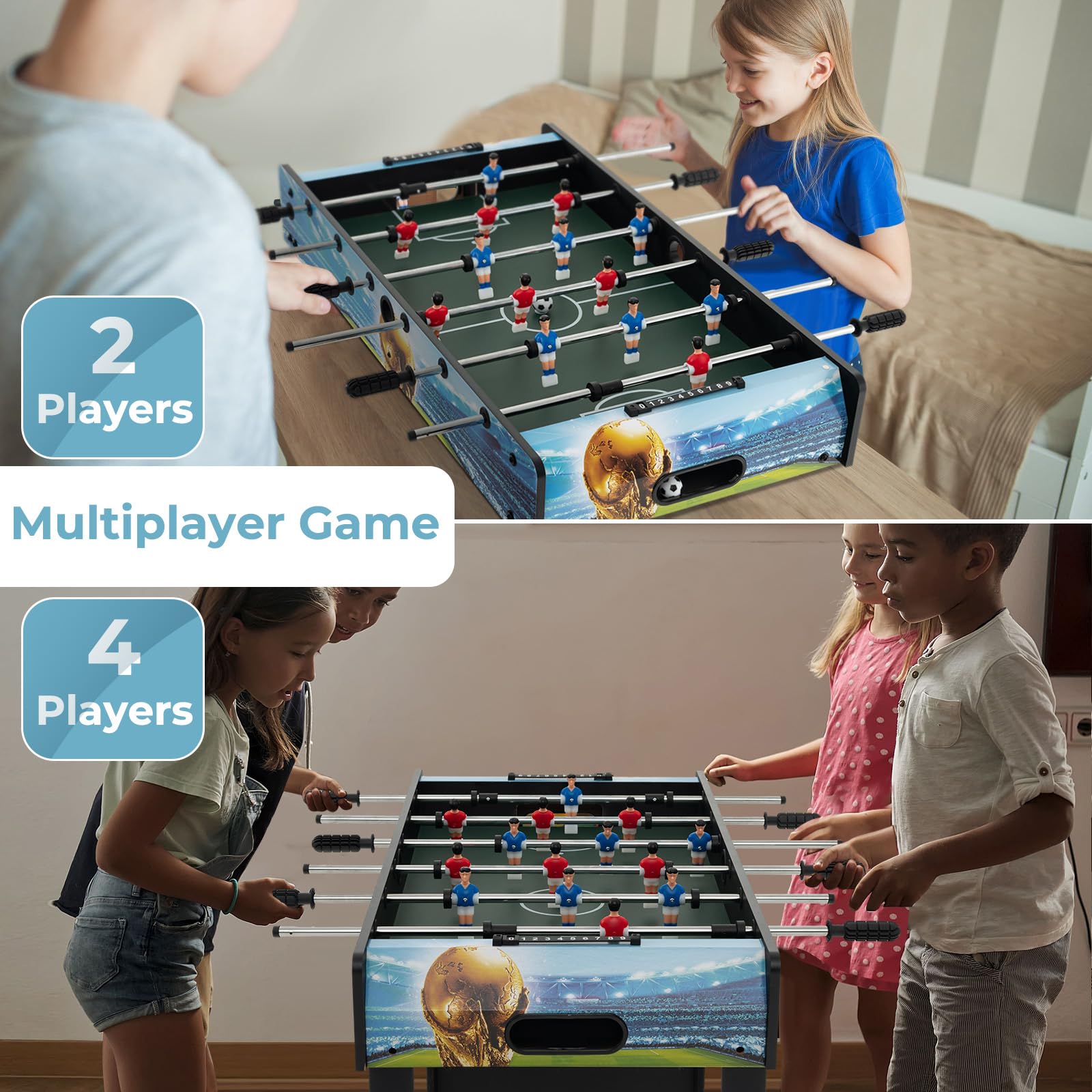 Giantex Foosball Table, 37" Foosball Table Adult Size, with 2 Balls, Score Keeper, Removable Legs