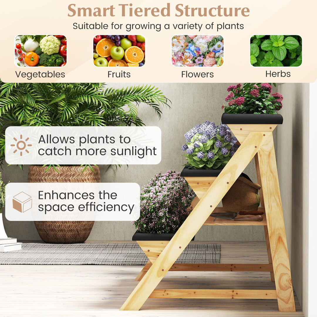 Giantex 3-Tier Vertical Raised Garden Bed Wood Elevated Planter Box with Legs