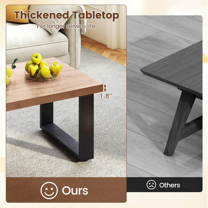 Giantex Rustic Coffee Table 47 Inch Industrial Wood Center Table with 1.8" Tabletop