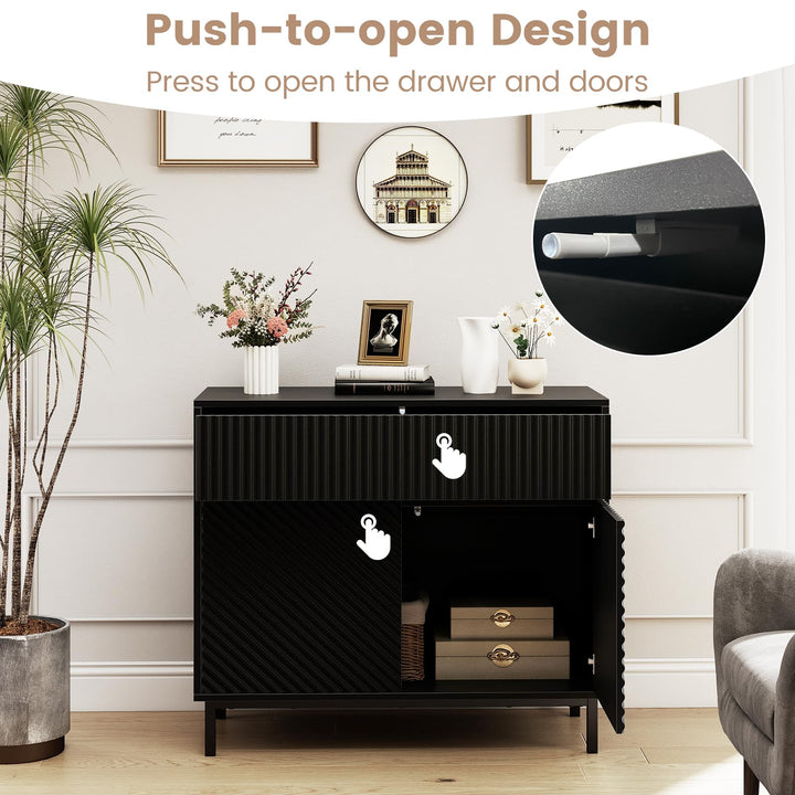 Giantex 32" Wide Coffee Bar Console Table with 2 Doors and 1 Drawer (1/2)