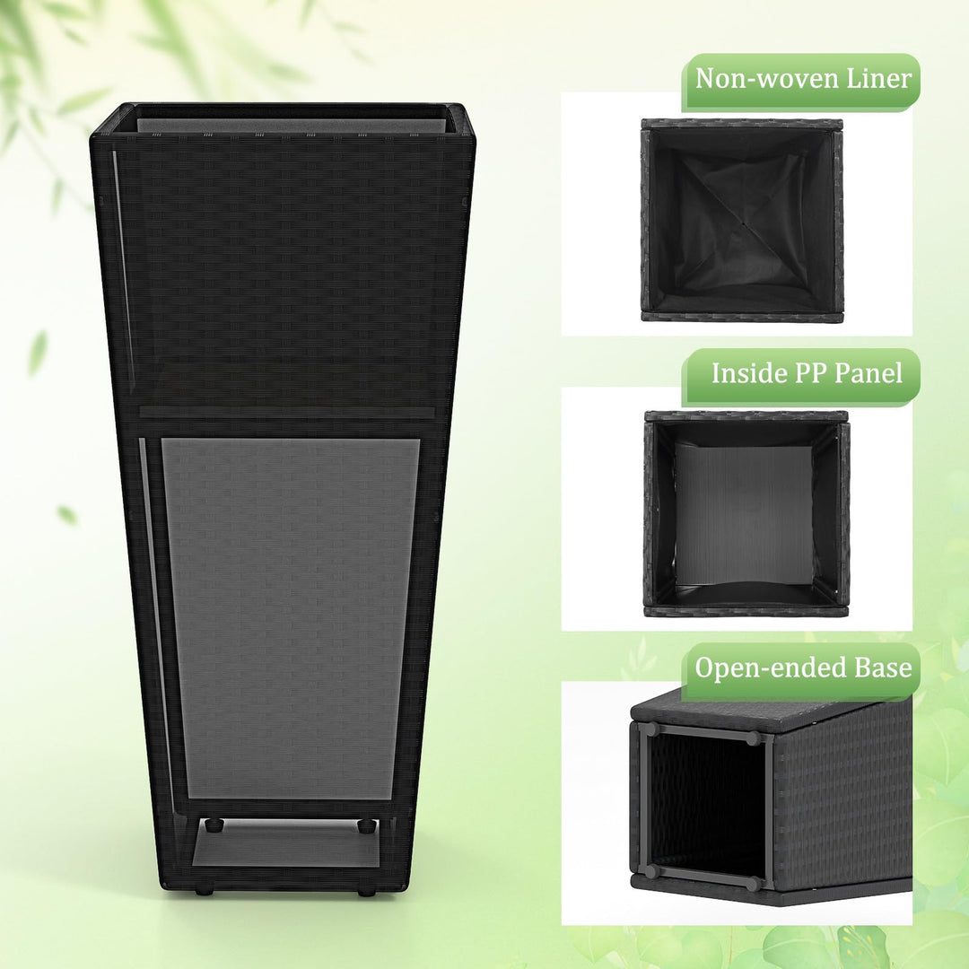 Giantex Set of 2 Outdoor Wicker Flower Pot 30 Inch Tall Planters with Drainage System