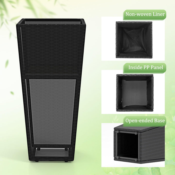 Giantex Set of 2 Outdoor Wicker Flower Pot 30 Inch Tall Planters with Drainage System