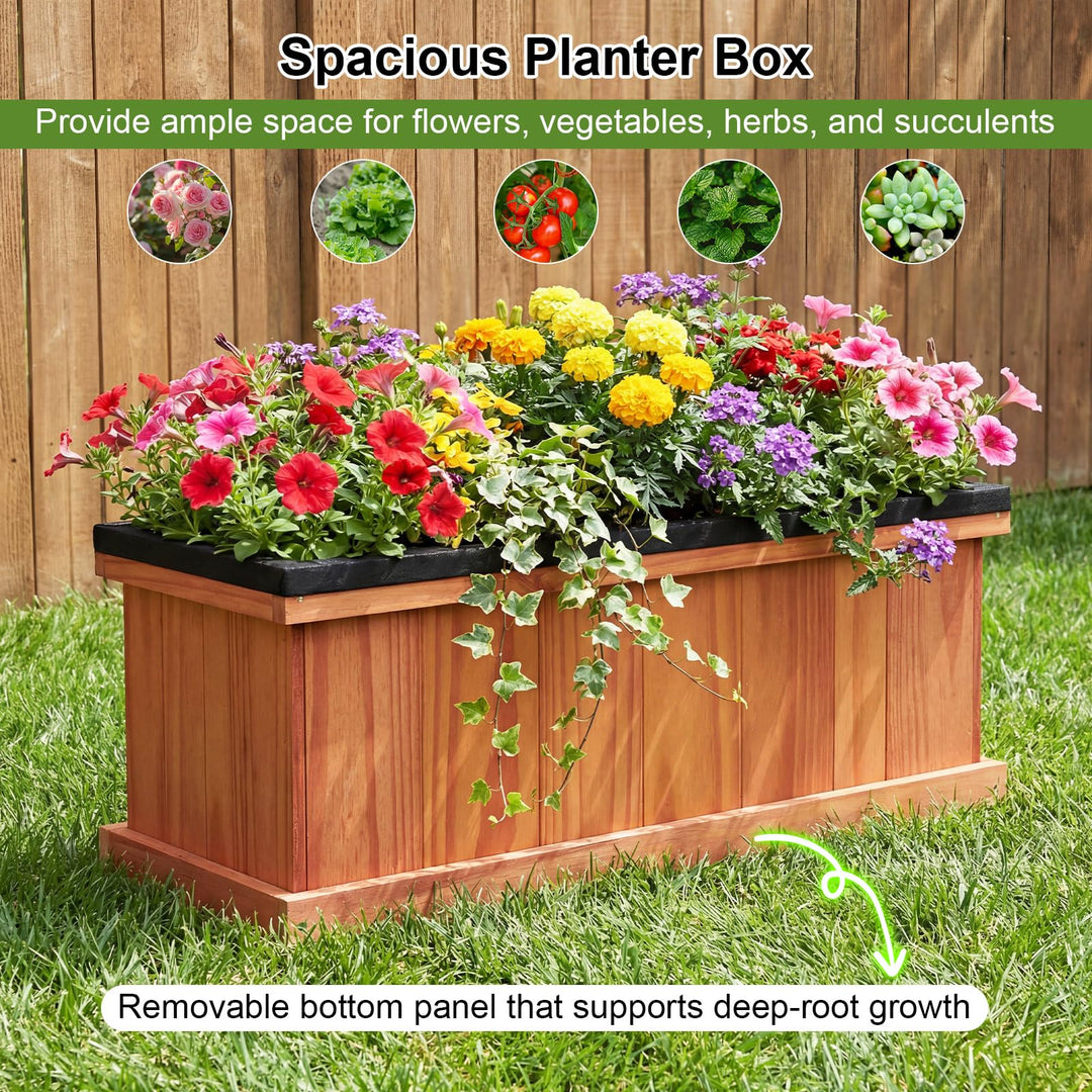 Giantex Outdoor Raised Garden Bed 28” x 10” x 10” Pine Wood Planter Box
