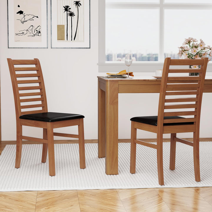 Giantex Wooden Dining Chairs Set PU Leather Upholstered Kitchen Armless Chairs w/Rubber Wood Legs