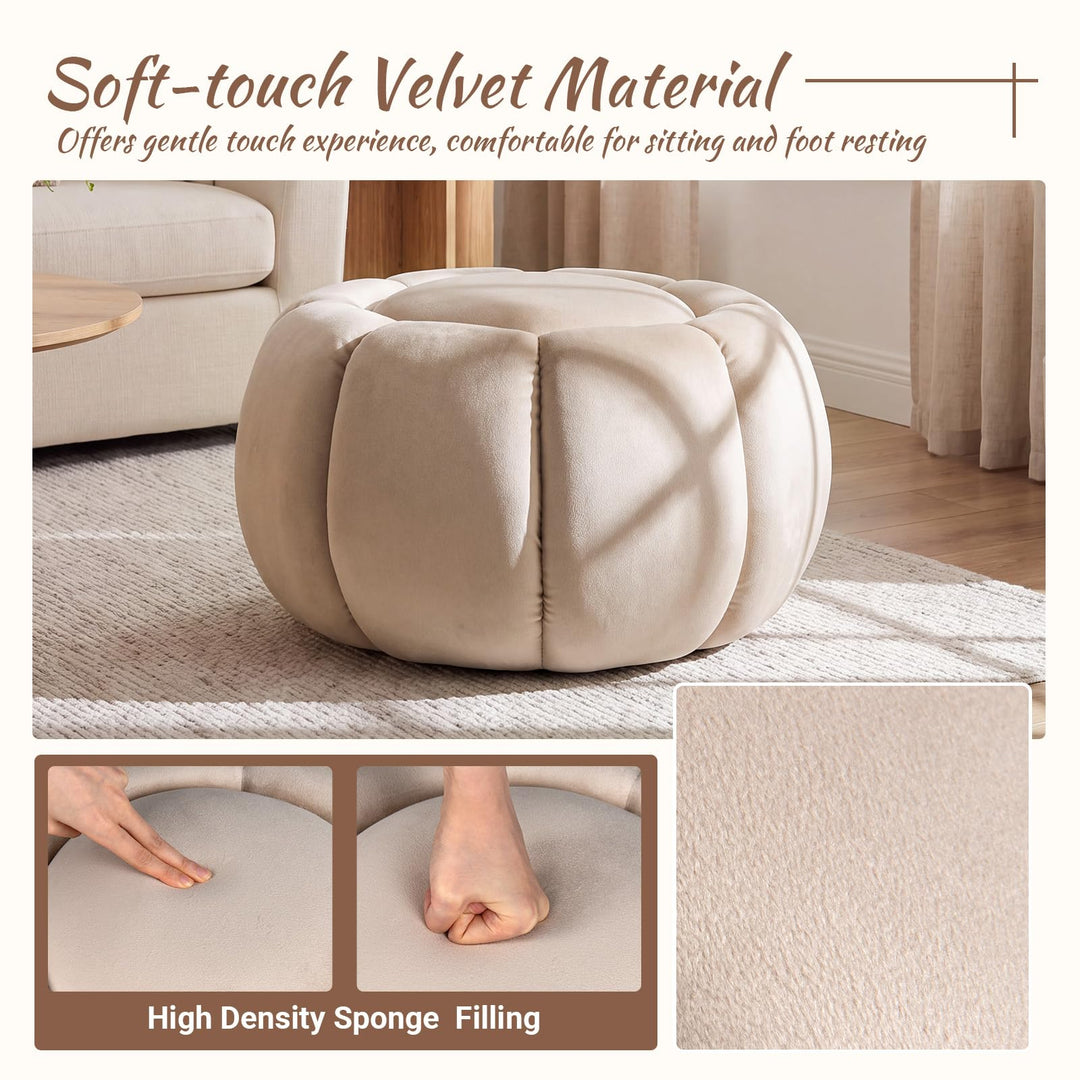 GIANTEX Pumpkin Shaped Ottoman Coffee Table with Storage &amp; Removable Lid