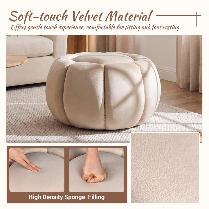 GIANTEX Pumpkin Shaped Ottoman Coffee Table with Storage &amp; Removable Lid