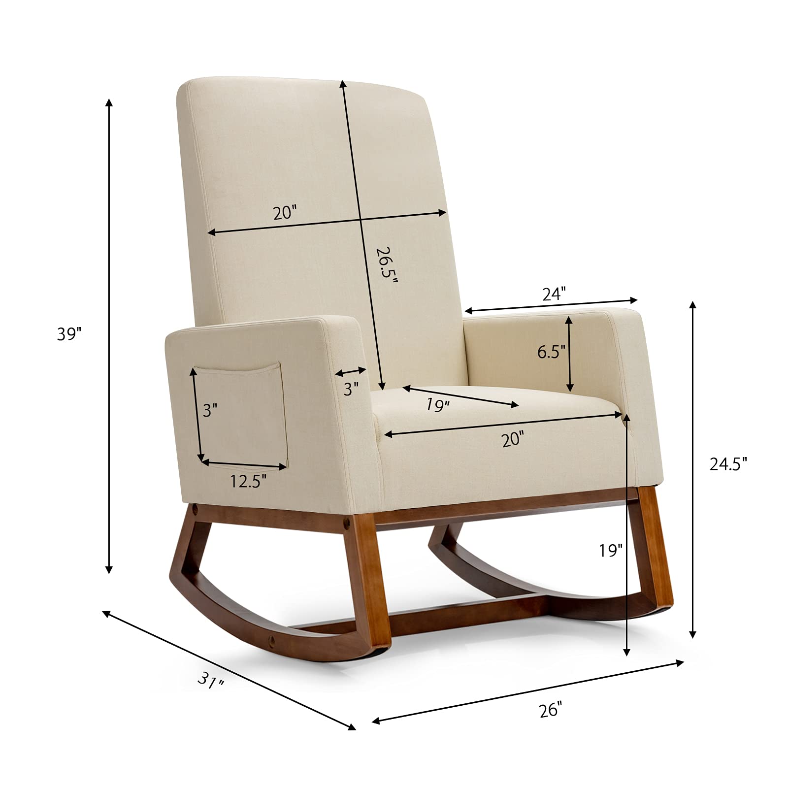 Giantex Rocking Chair Upholstered Living Room Chair