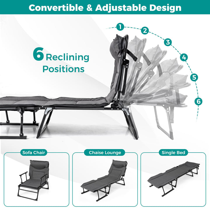 Giantex Folding Patio Lounge Chair with 6 Backrest Positions