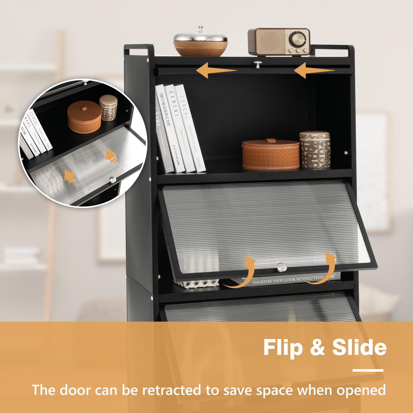 Giantex 5-Tier Kitchen Storage Cabinet, Mobile Microwave Stand with Flip-up PC Doors