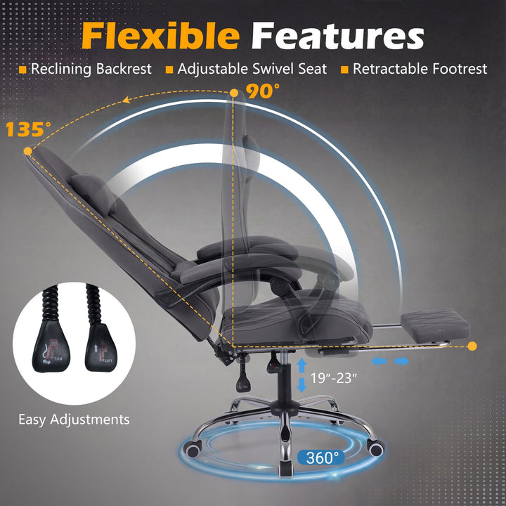 Giantex Gaming Chair Height Adjustable Computer Chair with Headrest and Lumbar Support