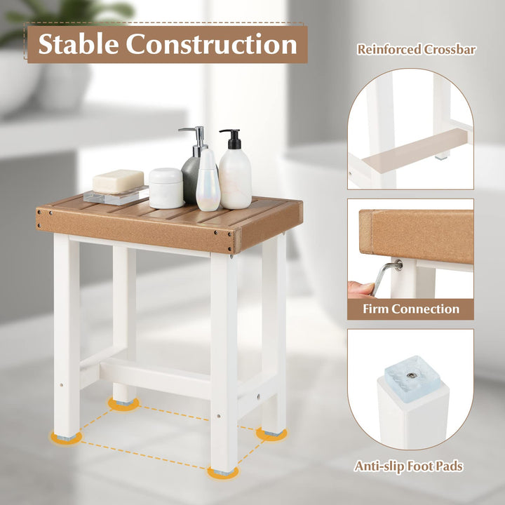 Giantex Shower Bench Waterproof HDPE - Shower Stool, Plastic Spa Bath Step Foot Rest for Bathroom