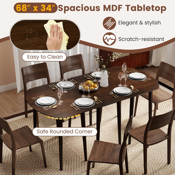 Giantex Extendable Dining Table for 6-8 People 68" Farmhouse Kitchen Table
