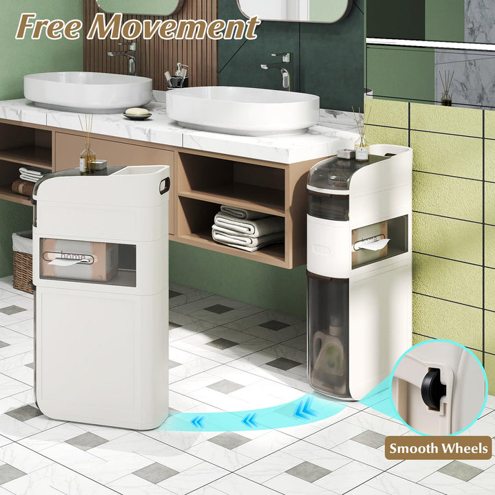 Giantex 4-Tier Narrow Bathroom Storage Cabinet with Drawers and Tissue Box