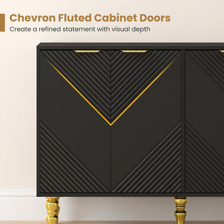 GIANTEX 47" Sideboard Buffet Cabinet with 4 Fluted Doors