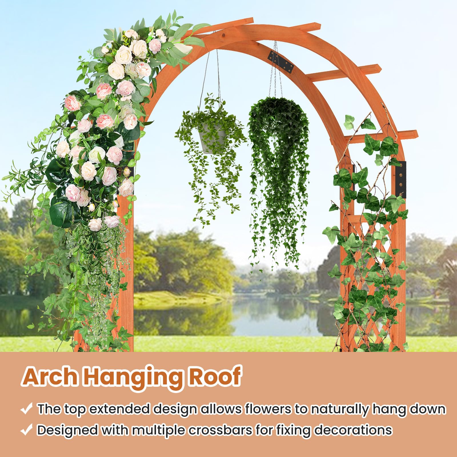 Giantex 7.7FT Wooden Garden Arbor Trellis