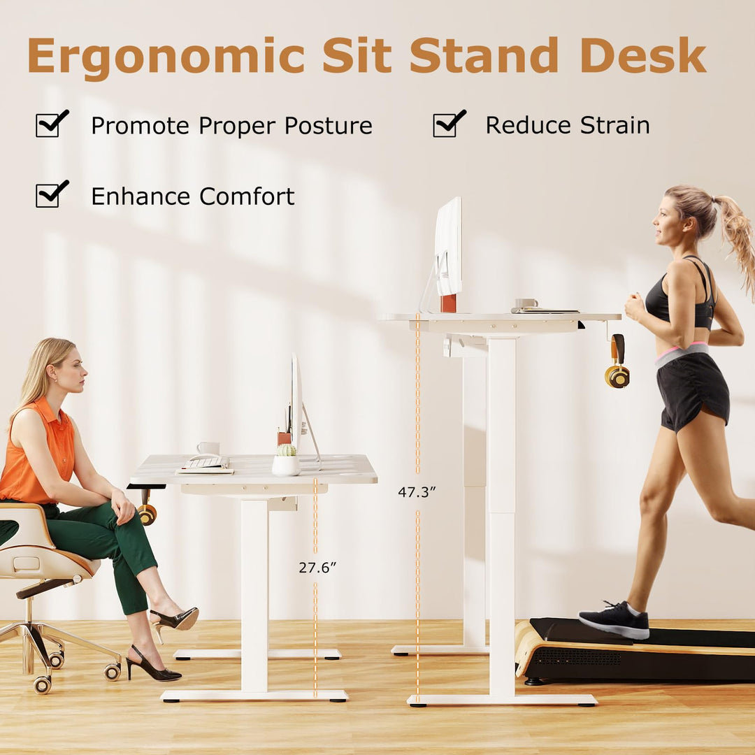 Giantex Electric Dual Motor Standing Desk | 48" x 30" Height Adjustable Sit Stand Computer Workstation w/3 Memory Height