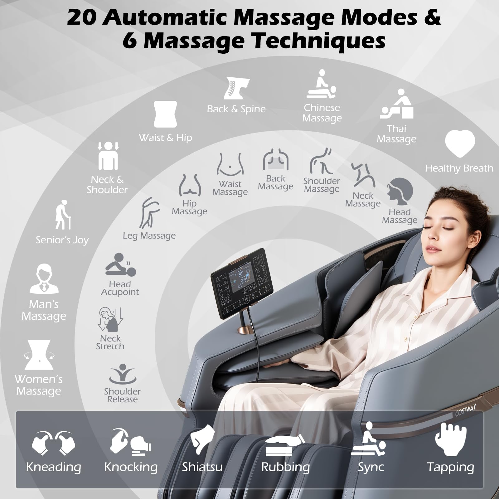 Full Body Zero Gravity Massage Chair, SL Track Massage Recliner w/Airbags