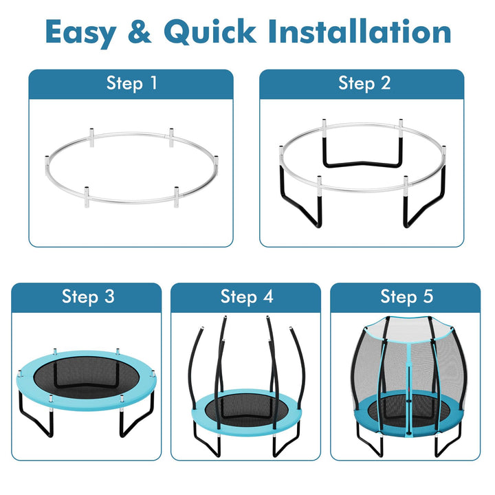Giantex 55" Trampoline for Kids, Mini Toddler Trampoline w/Enclosure Net, Safety Pad, Outdoor Indoor Kids Trampoline for Boys Girls Gift, Blue