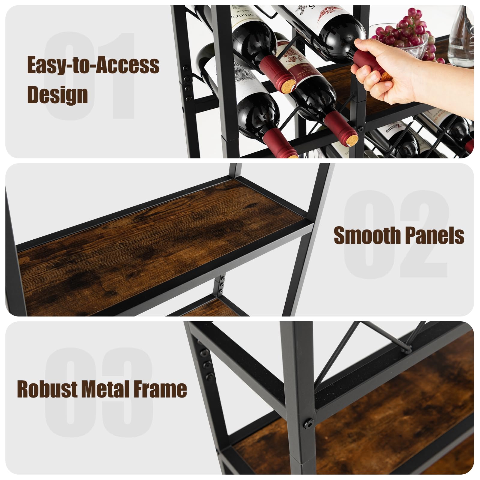 Giantex 27-Bottle Wine Rack Freestanding Floor, Industrial Metal Wine Storage Rack