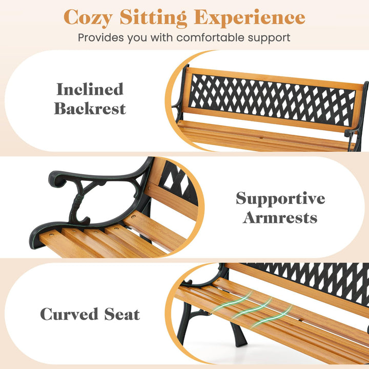 Giantex Outdoor Bench, 3-Person Garden Bench with Slatted Seat, Curved Armrests, 470 Lbs Capacity