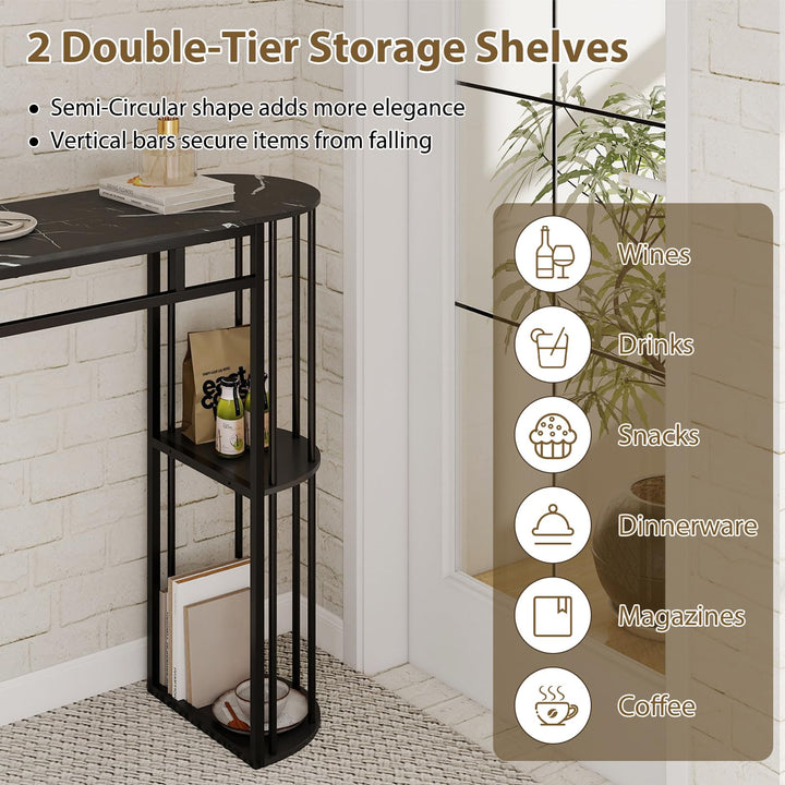 Giantex 60 Inches Bar Table for 2-4 with Faux Marble Tabletop and Storage Shelves