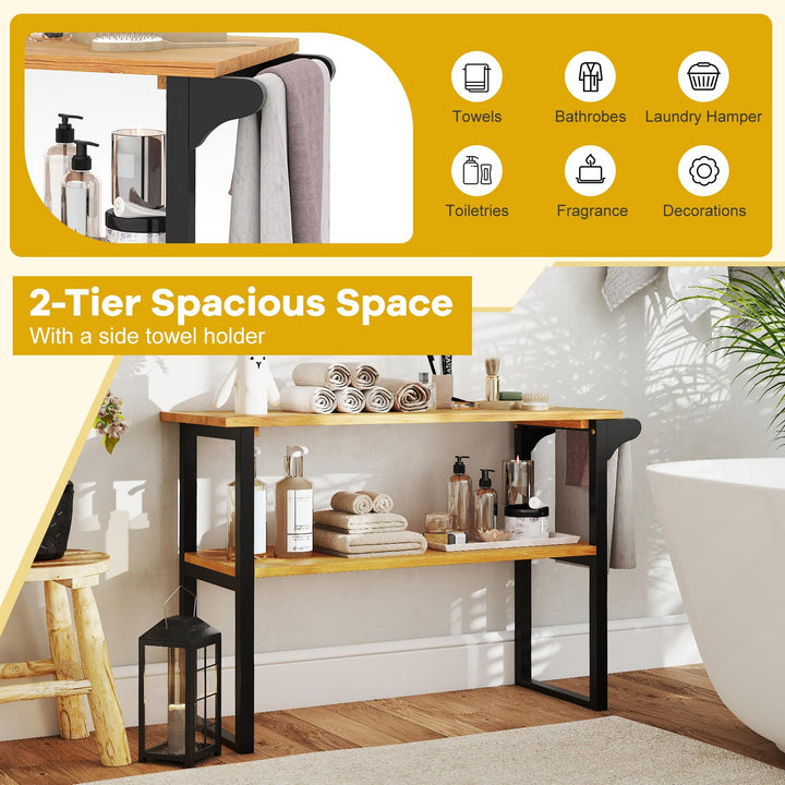 Giantex 2 Tier Bathroom Storage Shelf with Towel Rack