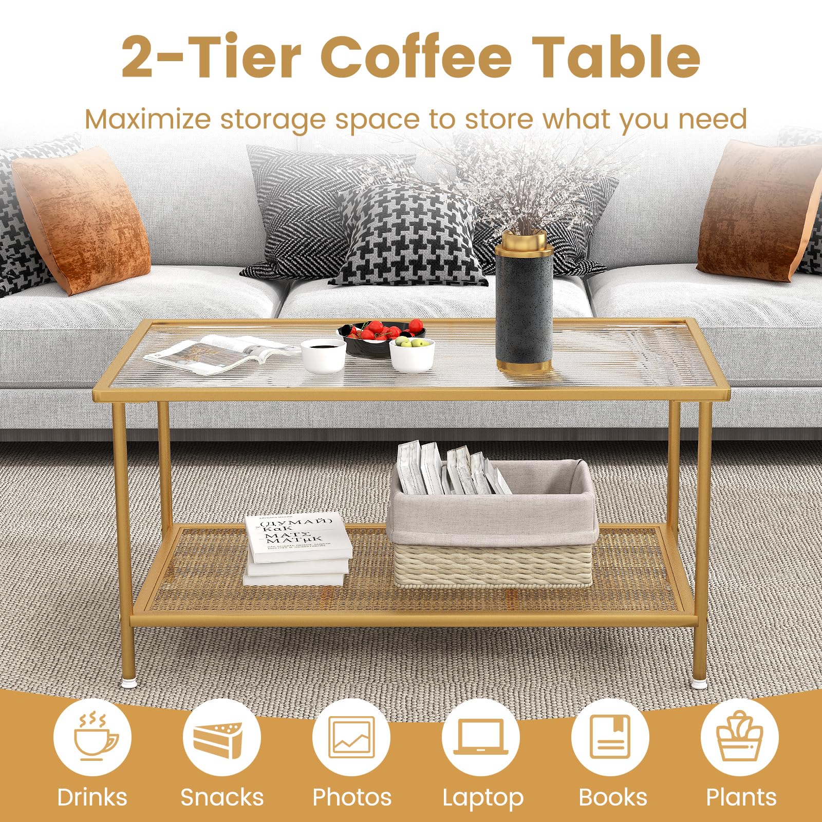 Giantex 2-Tier Modern Coffee Table